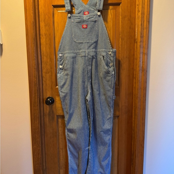 Dickies Women's Hickory Navy/White Striped Overalls Size X-Large - Picture 3 of 8